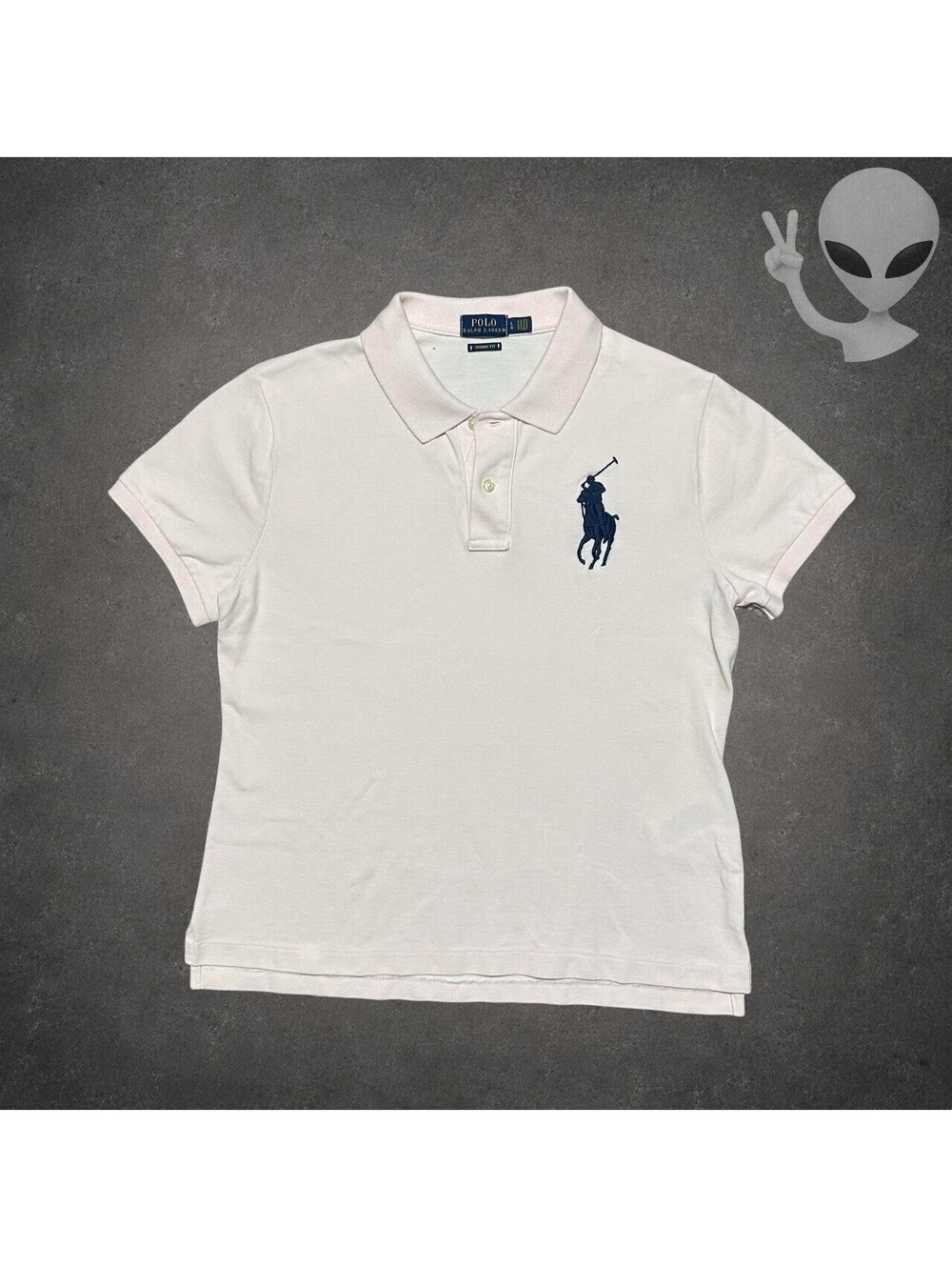 Polo Ralph Lauren Polo Shirt Womens L Pink Skinny Fit Big Pony Mesh Pique Preppy